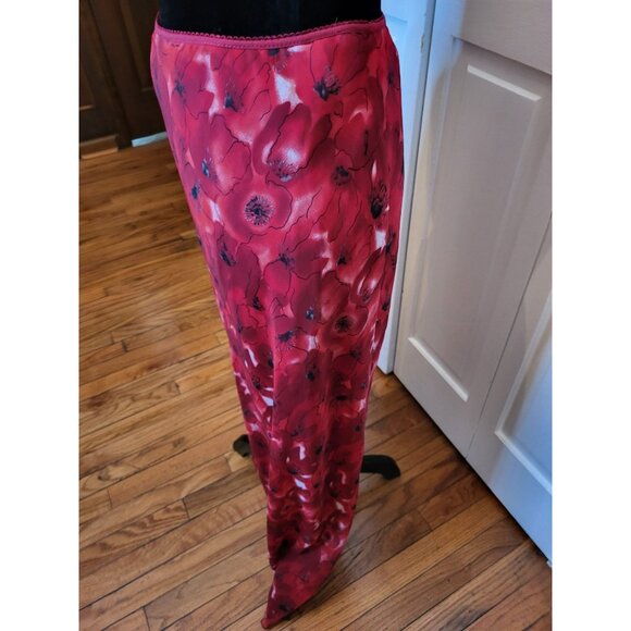 Vintage Y2k Red Floral Sheer Slip Maxi Skirt XL Whimsygoth Vampy 00s Goth Boho - Picture 8 of 8